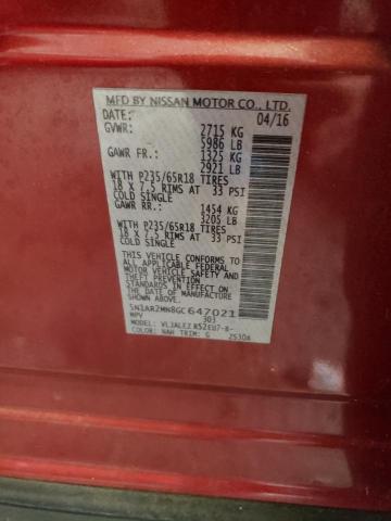 5N1AR2MN8GC647021 - 2016 NISSAN PATHFINDER S RED photo 14