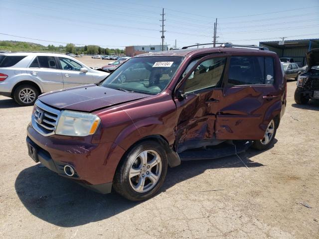 5FNYF4H5XDB072517 - 2013 HONDA PILOT EXL BURGUNDY photo 1