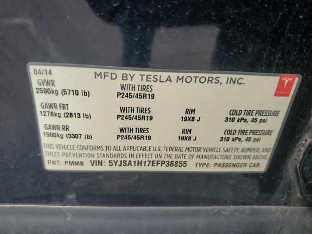 5YJSA1H17EFP36855 - 2014 TESLA MODEL S BLUE photo 12