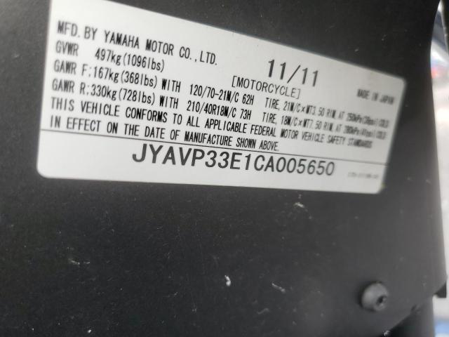 JYAVP33E1CA005650 - 2012 YAMAHA XVS1300 CU BLACK photo 10