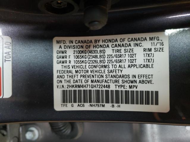 2HKRM4H71GH722448 - 2016 HONDA CR-V EXL GRAY photo 13