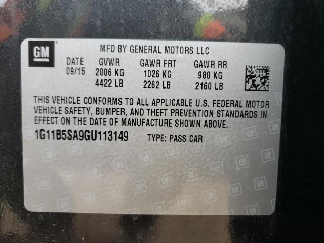 1G11B5SA9GU113149 - 2016 CHEVROLET MALIBU LIM LS 灰色 照片 13