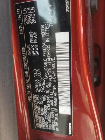 YV4902DZ4B2218782 - 2011 VOLVO XC60 T6 RED photo 13