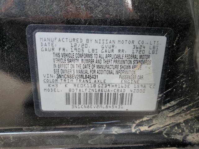 3N1CN8EV2ML845431 - 2021 NISSAN VERSA SV BLACK photo 12