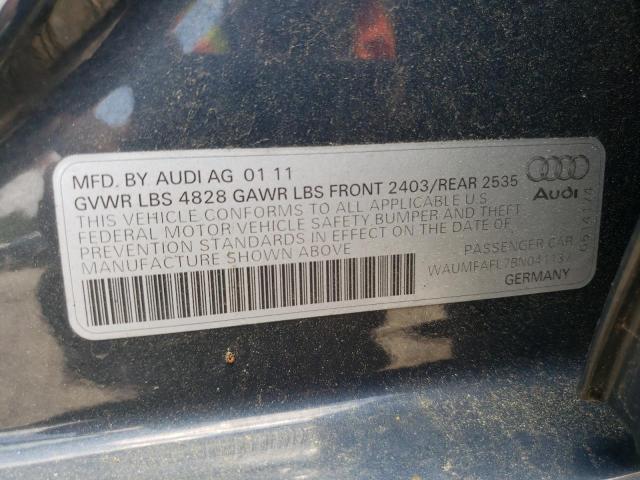 WAUMFAFL7BN041137 - 2011 AUDI A4 PRESTIGE GRAY photo 12