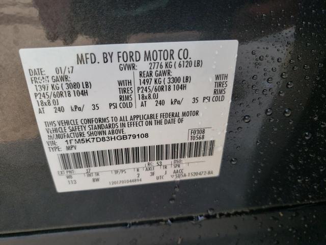 1FM5K7D83HGB79108 - 2017 FORD EXPLORER XLT GRAY photo 14