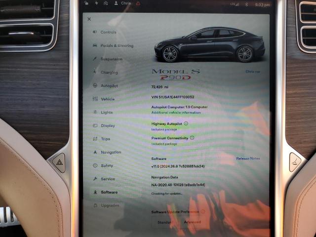 5YJSA1E44FF103052 - 2015 TESLA MODEL S 灰色 照片 9