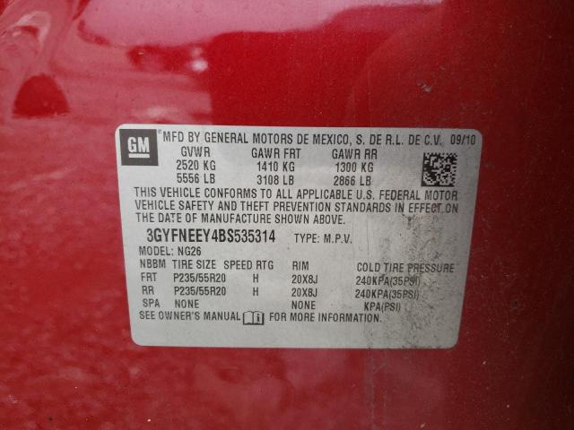 3GYFNEEY4BS535314 - 2011 CADILLAC SRX PERFORMANCE COLLECTION Czerwony zdjęcie 13