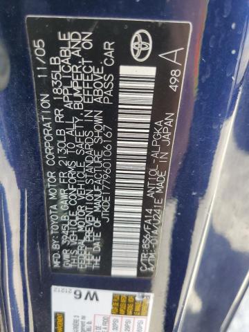 JTKDE177960106167 - 2006 TOYOTA SCION TC BLUE photo 12