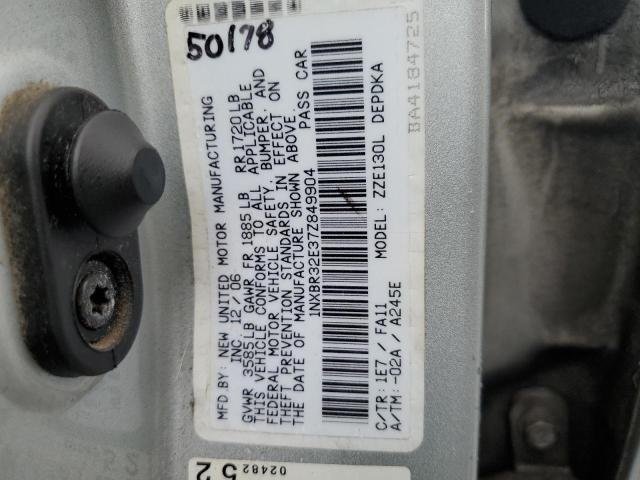 1NXBR32E37Z849904 - 2007 TOYOTA COROLLA CE SILVER photo 12