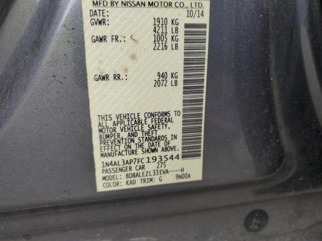 1N4AL3AP7FC193544 - 2015 NISSAN ALTIMA 2.5 GRAY photo 12