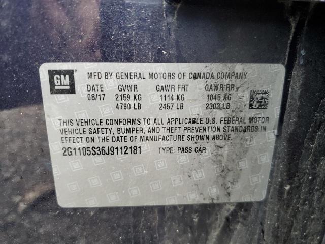 2G1105S36J9112181 - 2018 CHEVROLET IMPALA LT BLUE photo 12