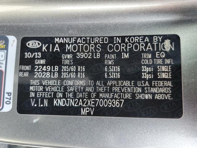 KNDJN2A2XE7009367 - 2014 KIA SOUL GRAY photo 13