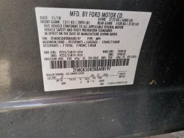 2FMGK5D82KBA08197 - 2019 FORD FLEX LIMITED CHARCOAL photo 13