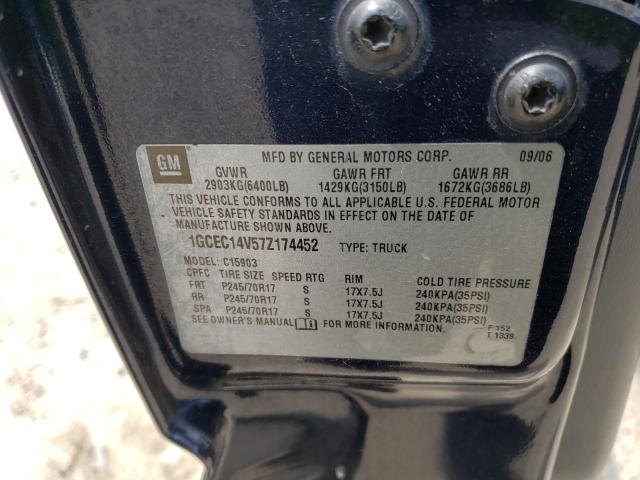 1GCEC14V57Z174452 - 2007 CHEVROLET SILVERADO C1500 CLASSIC BLUE photo 12