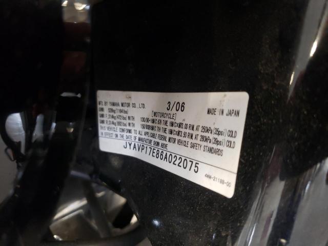 JYAVP17E86A022075 - 2006 YAMAHA XV1700 A BLACK photo 10