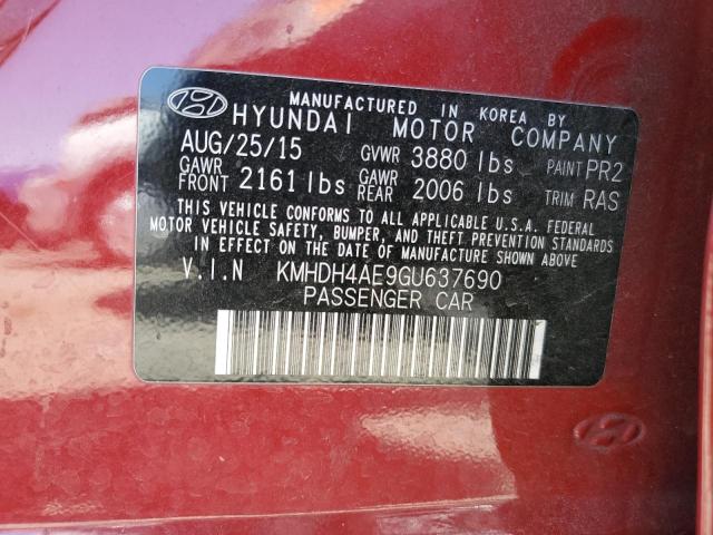 KMHDH4AE9GU637690 - 2016 HYUNDAI ELANTRA SE RED photo 12