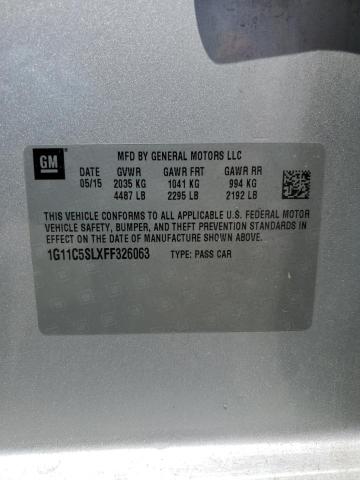 1G11C5SLXFF326063 - 2015 CHEVROLET MALIBU 1LT SILVER photo 12