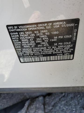1V21E2CA7LC221294 - 2020 VOLKSWAGEN ATLAS CROS SE WHITE photo 14