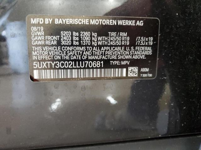 5UXTY3C02LLU70681 - 2020 BMW X3 SDRIVE30I GRAY photo 13