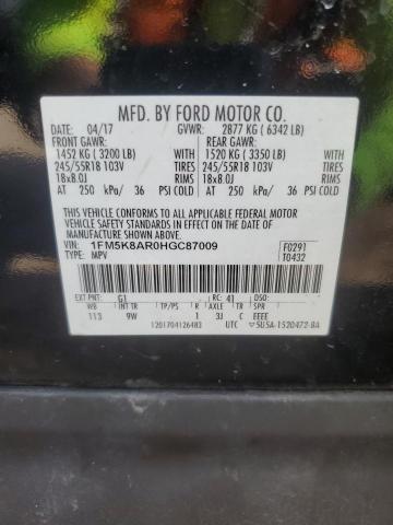 1FM5K8AR0HGC87009 - 2017 FORD EXPLORER POLICE INTERCEPTOR 黑色 照片 12