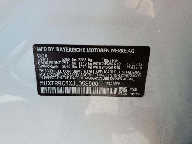 5UXTR9C5XJLD58500 - 2018 BMW X3 XDRIVE30I WHITE photo 14