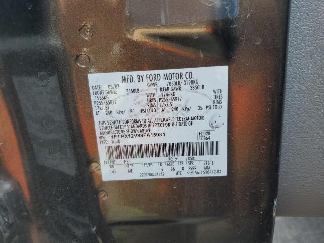 1FTPX12V88FA15931 - 2008 FORD F150 GRAY photo 12