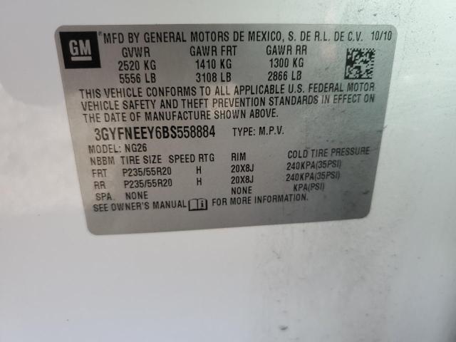 3GYFNEEY6BS558884 - 2011 CADILLAC SRX PERFORMANCE COLLECTION WHITE photo 13