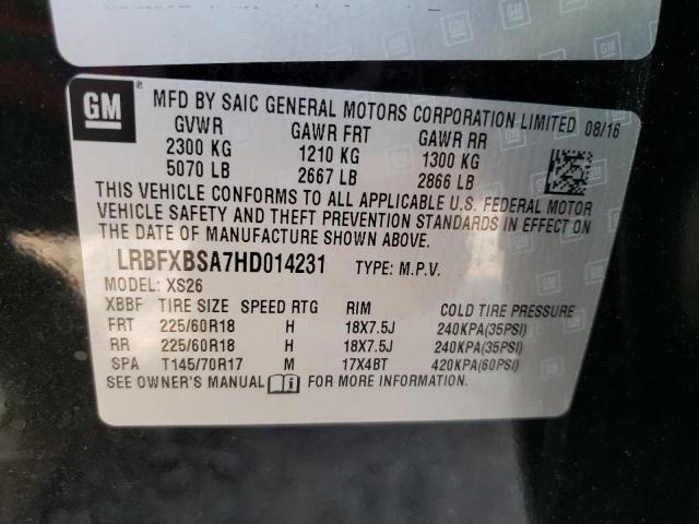 LRBFXBSA7HD014231 - 2017 BUICK ENVISION ESSENCE BLACK photo 12