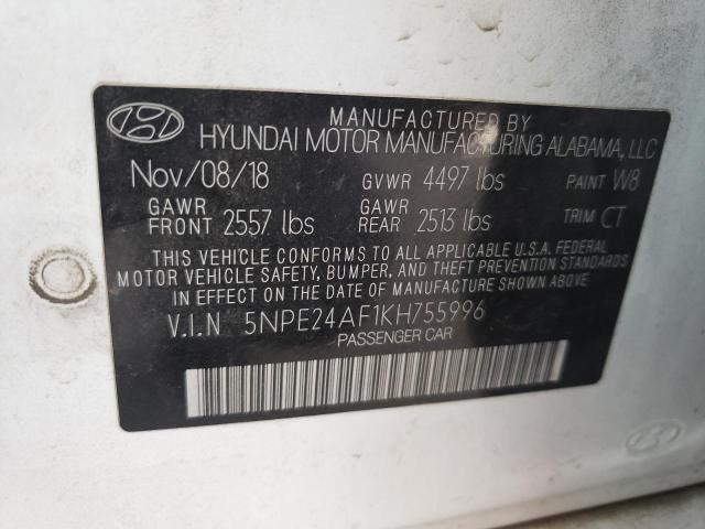 5NPE24AF1KH755996 - 2019 HYUNDAI SONATA SE WHITE photo 12