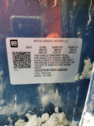 1G1ZG5ST9RF246555 - 2024 CHEVROLET MALIBU RS BLUE photo 12