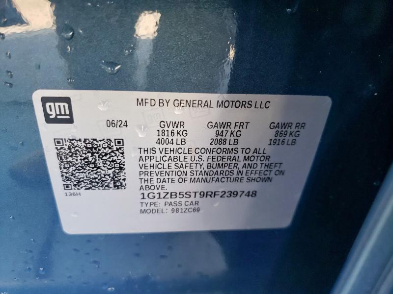 1G1ZB5ST9RF239748 - 2024 CHEVROLET MALIBU LS Mavi foto 12