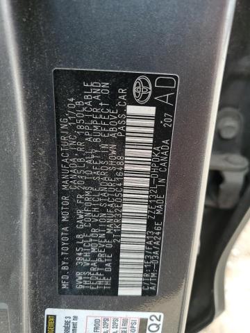 2T1KR32E05C416488 - 2005 TOYOTA COROLLA MA XR GRAY photo 14