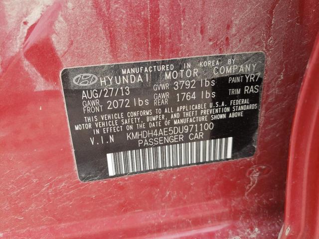 KMHDH4AE5DU971100 - 2013 HYUNDAI ELANTRA GLS RED photo 12