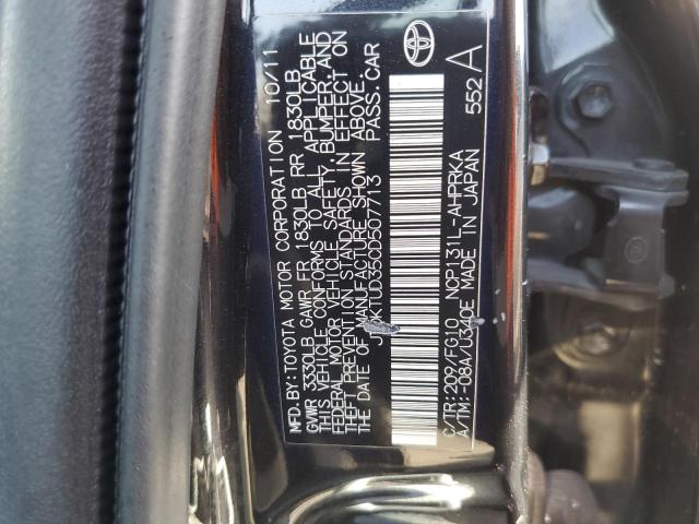 JTDKTUD35CD507713 - 2012 TOYOTA YARIS BLACK photo 12