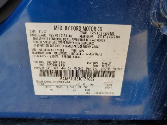 MAJ6P1UL6JC171082 - 2018 FORD ECOSPORT SE ლურჯი ფოტო 13