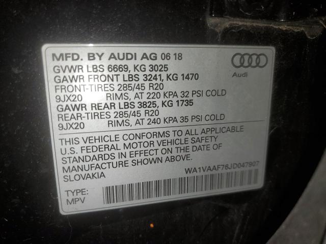 WA1VAAF76JD047907 - 2018 AUDI Q7 PRESTIGE 黑色 照片 13