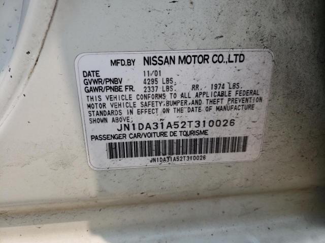 JN1DA31A52T310026 - 2002 NISSAN MAXIMA GLE WHITE photo 12