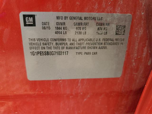 1G1PE5SB0G7103117 - 2016 CHEVROLET CRUZE LIMI LT RED photo 13