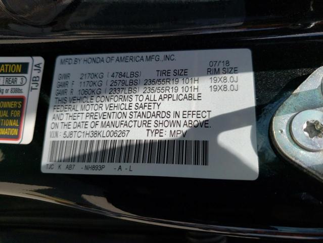 5J8TC1H38KL006267 - 2019 ACURA RDX BLACK photo 13