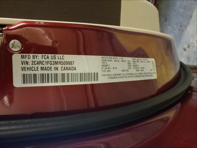2C4RC1FG3MR509987 - 2021 CHRYSLER PACIFICA TOURING RED photo 10