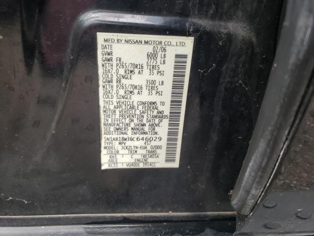 5N1AR18W36C646029 - 2006 NISSAN PATHFINDER LE 黑色 照片 13