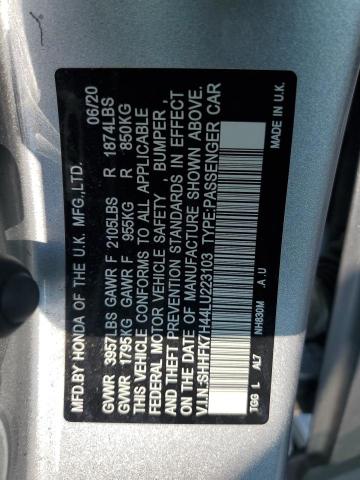 SHHFK7H44LU223103 - 2020 HONDA CIVIC SPORT 银色 照片 12