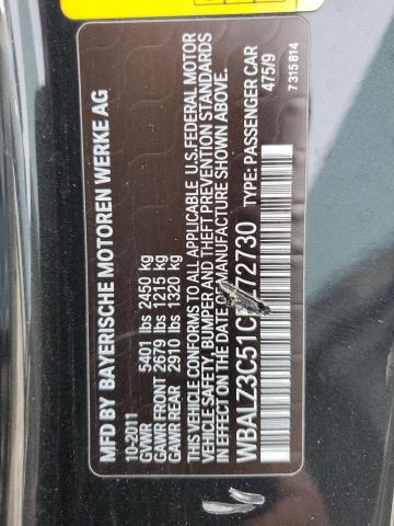 WBALZ3C51CDL72730 - 2012 BMW 650 I BLACK photo 12