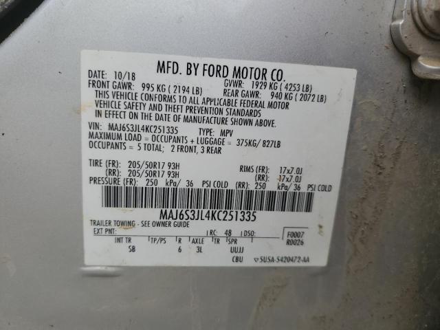 MAJ6S3JL4KC251335 - 2019 FORD ECOSPORT SES Gümüş foto 12