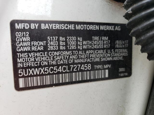5UXWX5C54CL727458 - 2012 BMW X3 XDRIVE28I WHITE photo 13
