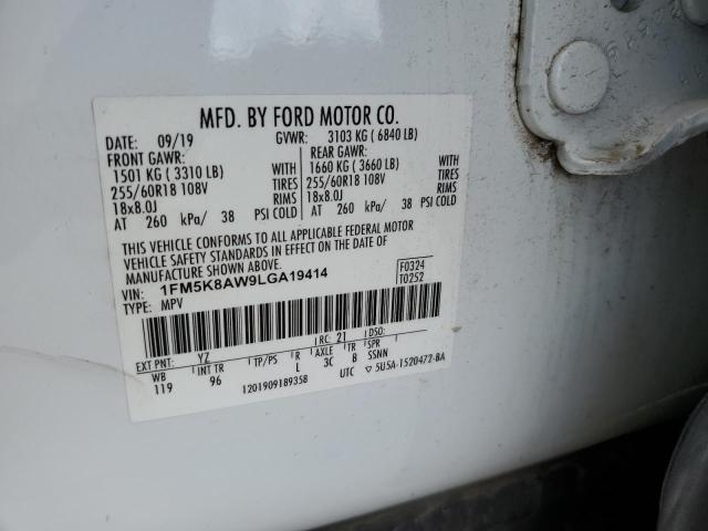 1FM5K8AW9LGA19414 - 2020 FORD EXPLORER POLICE INTERCEPTOR WHITE photo 13