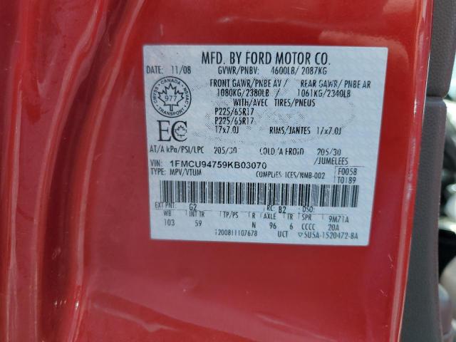 1FMCU94759KB03070 - 2009 FORD ESCAPE LIMITED BURGUNDY photo 14