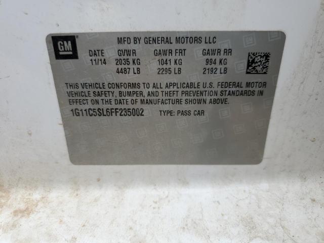 1G11C5SL6FF235002 - 2015 CHEVROLET MALIBU 1LT 白色 照片 12