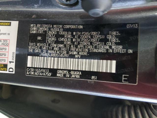 JTEBU5JR8D5145797 - 2013 TOYOTA 4RUNNER SR5 GRAY photo 13